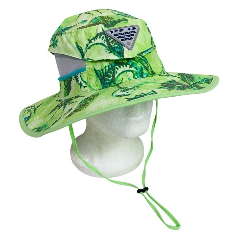 Cloumbia Green Shark Martini Print PFG Super Backcast Booney Hat S/M
